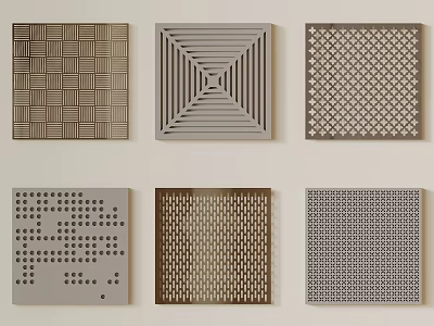 Modern Wall Panels with Various Geometric Patterns and Perforated Designs for Interior Decoration 3d model