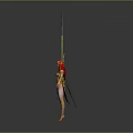 Red Haired Mythical Female Character In Yellow Outfit With Golden Crown And Golden Trident