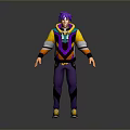 3D Animated Character Model With Purple Hair Yellow Purple Hoodie And Pants Modern Stylish Design