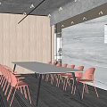 Modern Office Reception Desk With Marble Countertop And Wooden Ceiling In Elegant Workspace Interior