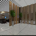 Modern Spacious Station Hall Interior With Service Counter And Glass Entrance Doors