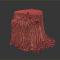 Natural Plant Tree Stump With Textured Bark Cross Section On Dark Background 3d model