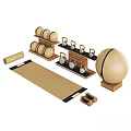 Home Fitness Sports Equipment Including Yoga Balls Kettlebells Foldable Yoga Mat And Wooden Racks