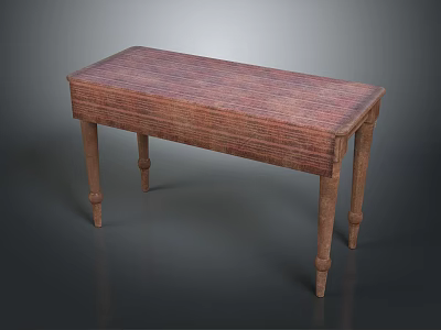 Traditional Wooden Table With Rectangular Woven Top And Detailed Carved Legs Design 3d model