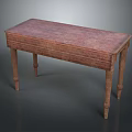 Traditional Wooden Table With Rectangular Woven Top And Detailed Carved Legs Design 3d model