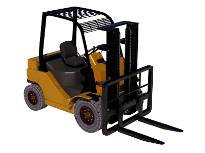 Industrial Forklift With Yellow Body Black Cab Forks And Tires 3d model