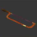 Orange Frame Hacksaw with Wooden Handle and Metal Blade for Cutting Work