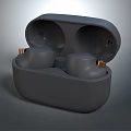 Wireless Earbuds With Gray Charging Case Copper Accents And Modern Portable Design