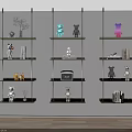 Modern Wall Mounted Shelves With Decorative Figurines Books And Small Plants