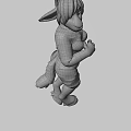 3D Game Movie Character with Pink Hair Dark Skin Rabbit Ears in Pink White Outfit