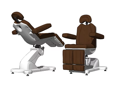 Professional Adjustable Medical Examination Chair with Brown and White Design and Ergonomic Features 3d model