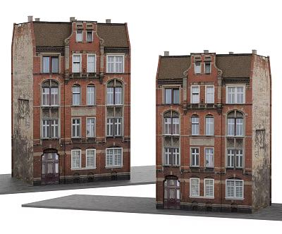 European-style building brick house 3d model