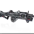 Futuristic Mechanical Sci Fi Weapon With Metal Barrel Gear Pipes And Red Accents