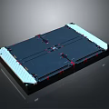 Black Structural Platform Featuring Sectioned Design White Edges And Red Details 3d model