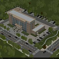 Aerial Planning of Administrative Building With Parking Lots Green Trees and Surrounding Roads