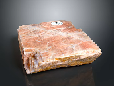 Natural Wood Stone Block With Textured Surface And Brown Red Solid Material 3d model