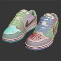 White And Gray Nike Low Top Sneakers With Blue Sole And Black Logo