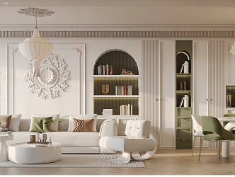 French Guest Dining Sofa Combination Dining Table and Chair Chandelier Leisure Chair 3d model