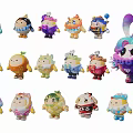 Cute Colorful Cartoon Charms with Varied Character Designs and Decorative Styles