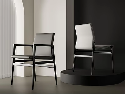 Modern Minimalist Black And White Leisure Chairs In Contemporary Archway Setting 3d model