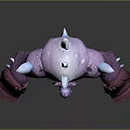 Game and Movie Character Design Purple Monster With Spiked Horns Spikes And Muscular Body