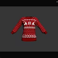 Festive Red Christmas Sweater With White Reindeer Snowflake Knitted Patterns 3d model