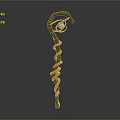 Enchanted Wooden Magic Staff With Twisted Vine Design And Green Gem