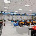 Hardware Store Interior With Tools On Walls And Generators On Display Stands 3d model