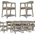 Modern Dining Table Set With Wooden Frame And Fabric Upholstered Chairs