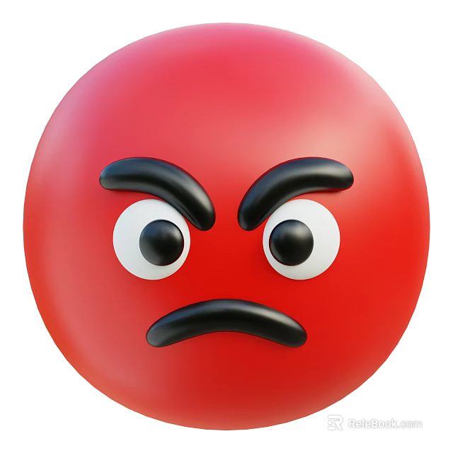 Red Frowning Emoji Face Decorative Ornament Decoration Set with Expressive Design 3d model 