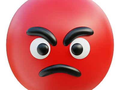 Red Frowning Emoji Face Decorative Ornament Decoration Set with Expressive Design 3d model