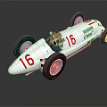 Vintage Single Seater Race Car With Number 16 White Body And Classic Design