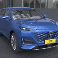 Blue SUV Car With Sleek Front Grille Yellow License Plate And Silver Wheels