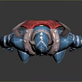 Fantasy Armored Character With Blue Red Armor And Horned