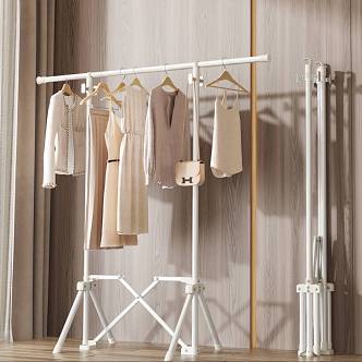 Modern Living Room Log Style Living Room Telescopic Clothes Hanger Coat Rack 3d model