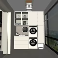 Modern cream wind life balcony washing machine dryer automatic lifting drying rack sweeping robot 3d model
