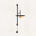 Modern Black Metal Wall Lamp With White Globe Bulb And Geometric Design