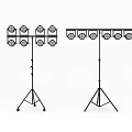 Multiple Downlights And Spotlights On Tripod Stands For Event Lighting Setup
