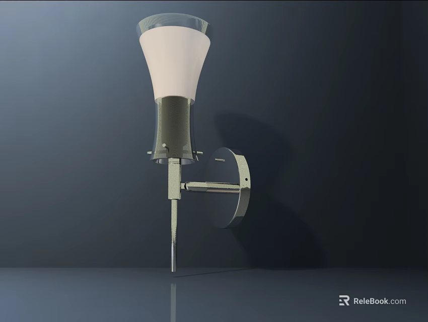 Modern Wall Lamp With White Shade And Metal Bracket On Dark Background 3d model 