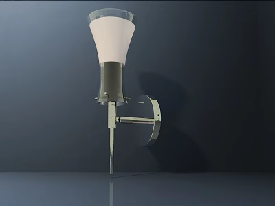 Modern Wall Lamp With White Shade And Metal Bracket On Dark Background 3d model