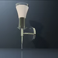 Modern Wall Lamp With White Shade And Metal Bracket On Dark Background