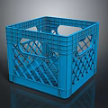 Blue Plastic Storage Basket With Grid Design And Handles For Household Use