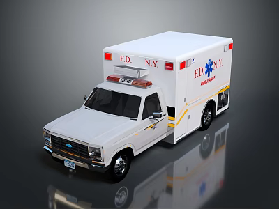 White FD NY Ambulance With Emergency Lights And Rescue Features 3d model