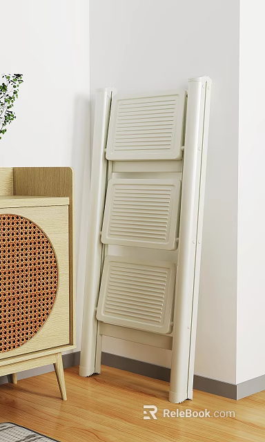 Home Interior With Rattan Cabinet And White Panels 3d model 
