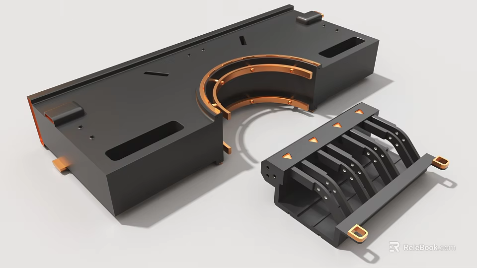 Industrial Equipment With Black Metal Frame Orange Circular Components And Slot Design 3d model 