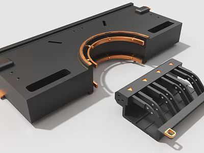 Industrial Equipment With Black Metal Frame Orange Circular Components And Slot Design 3d model