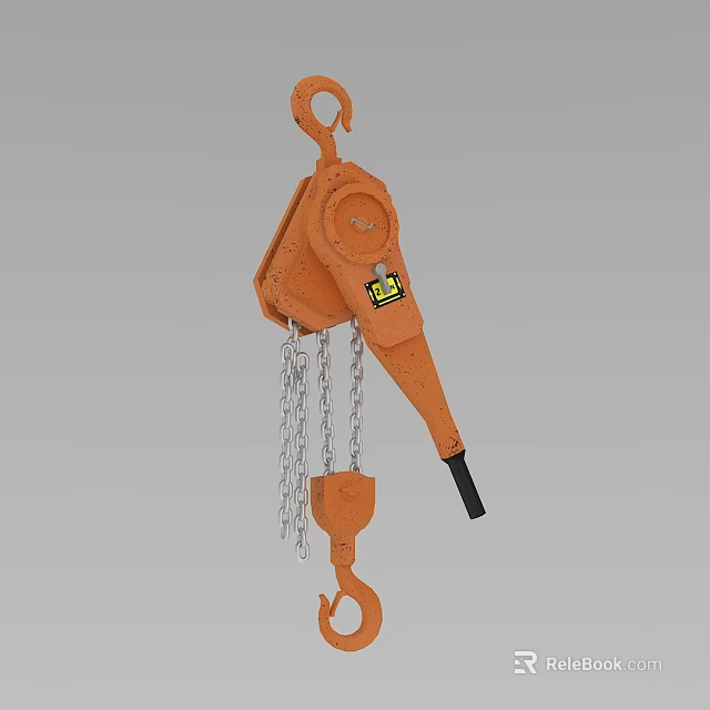 Orange Heavy Duty Chain Hoist Hardware Tool With Steel Chain Hook For Industrial Lifting 3d model 