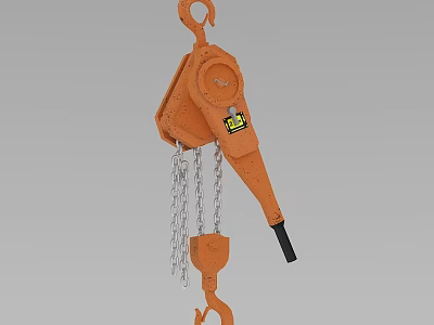 Orange Heavy Duty Chain Hoist Hardware Tool With Steel Chain Hook For Industrial Lifting 3d model