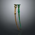 Traditional Green And Gold Decorative Hairpins For Elegant Hair Accessories