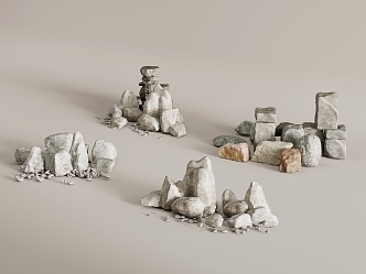 Stone rockery landscaping 3d model